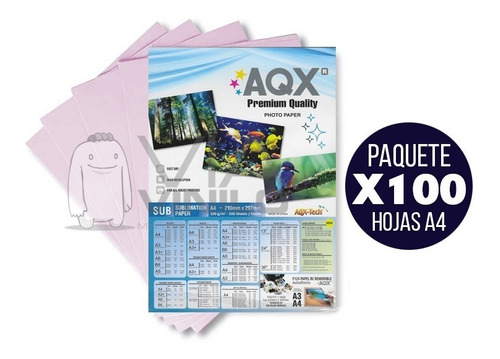 PAPEL SUBLIMACION 100G A4 X100 AQX
